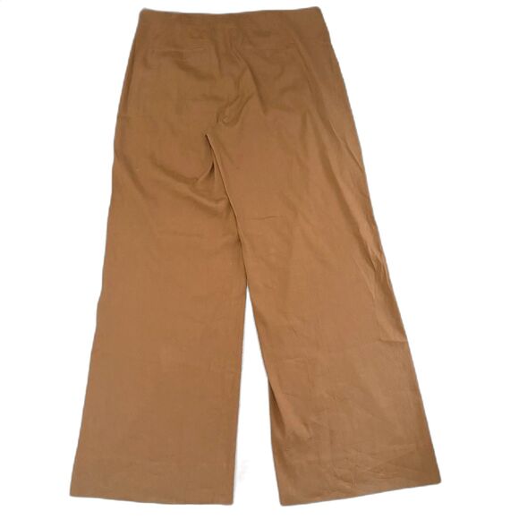 Vince High Waist Straight Leg Pant in Pecan Tan Linen Blend Minimal Plus Size 14 - Picture 3 of 6